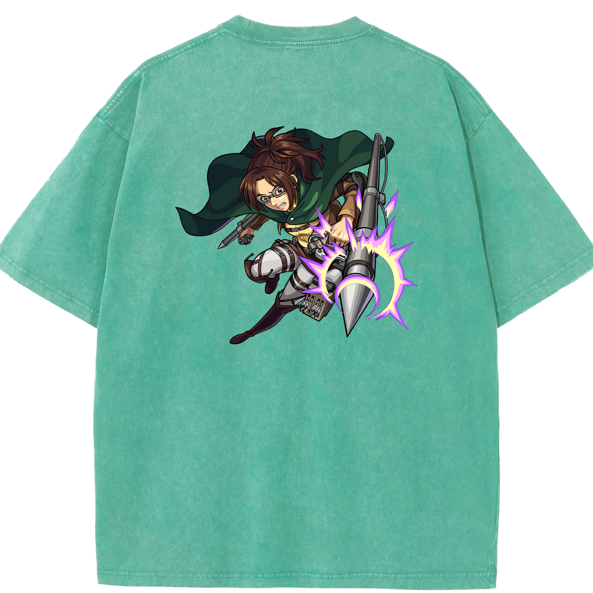 （画像用） 進撃の巨人 ハンジ·ゾエ Attack on Titan Hanji Zoe 綿100% ヴィンテージ風 半袖Tシャツ（背面プリント）